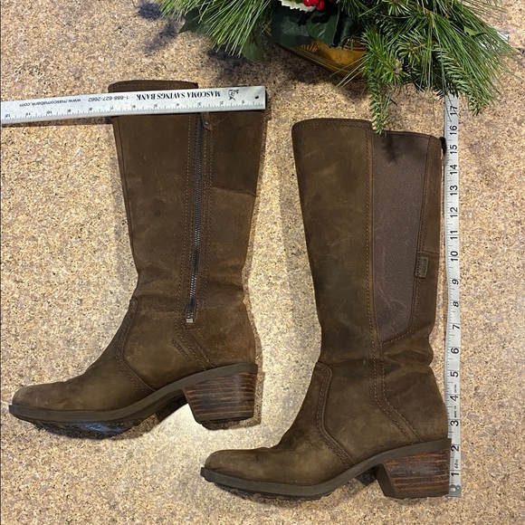 Teva Tall Leather Brown Boots Waterproof Casual 7 1103232 Anaya Heeled Heel - Picture 4 of 17